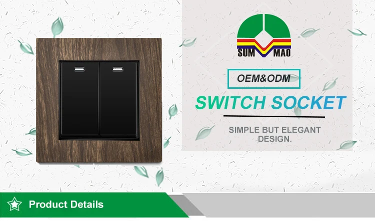 1 Gang 2/3/5 Pin Wood Grain 10A 110V 220V Electric Universal Socket With Wall Switch