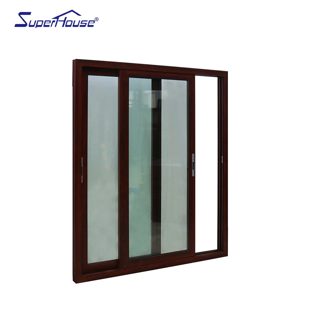 Aluminum double toughened glass windows wood frame sliding windows for sale
