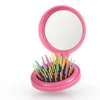 Compact Folding Cosmetic Mini Plastic Pocket Comb with Mirror