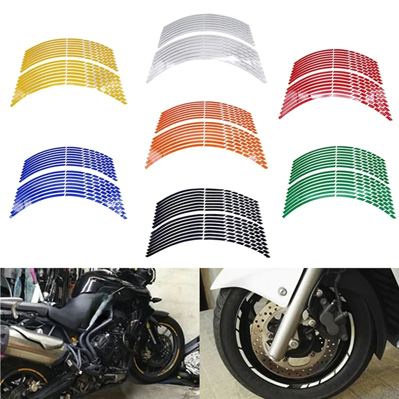 Details about   Motorcycle Reflective Rim Tape Strips Car Wheel Tire Stickers Tools 16Pcs 17"18" 
