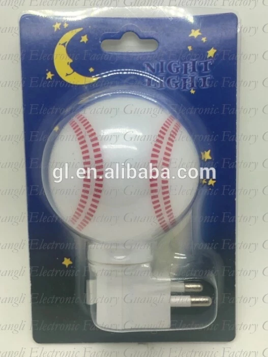 OEM   A61-R  Baseball pattern plastic mini switch nightlight CE ROSH approved HOT SALE promotional gift items