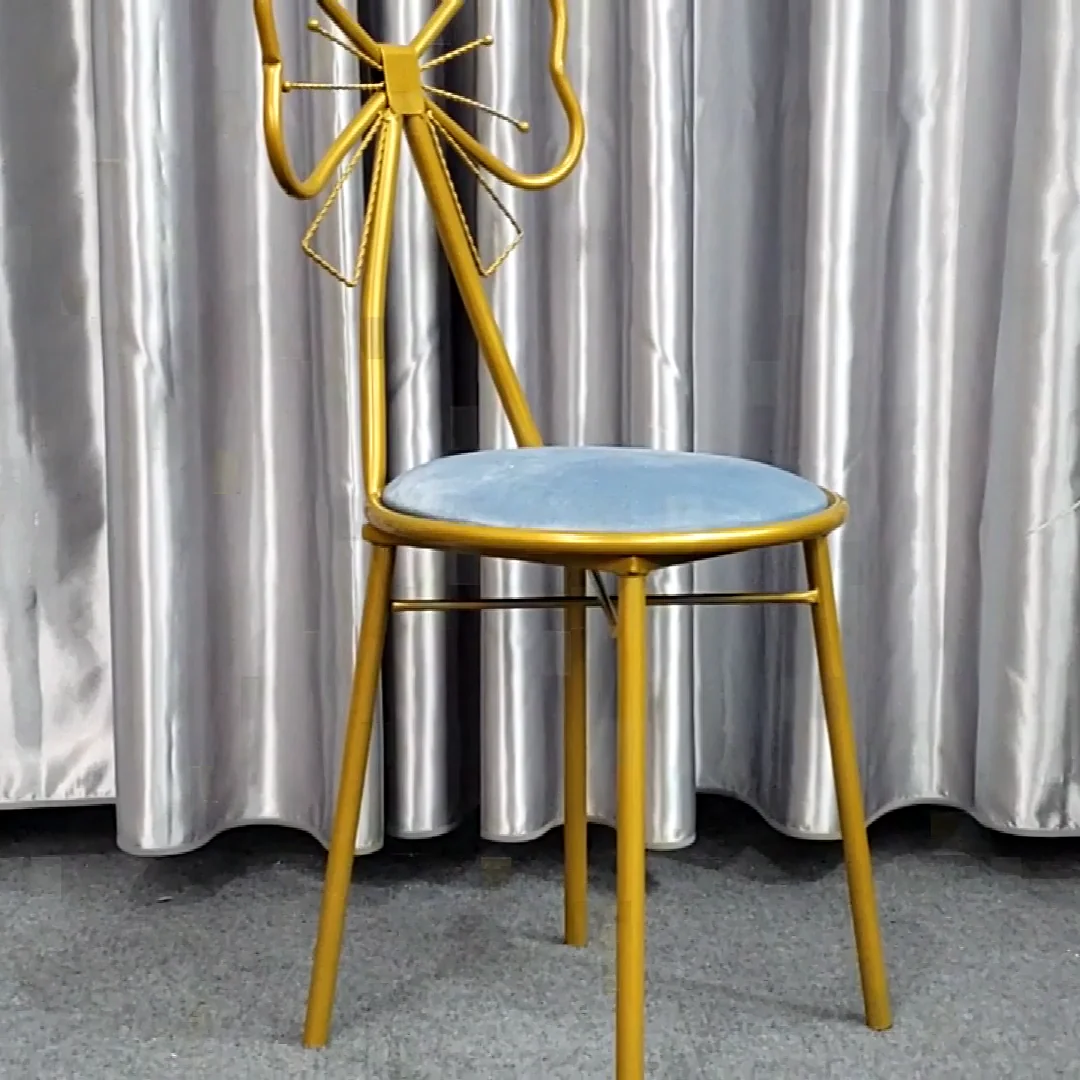 Home Furniture Soft Comfort Seat Butterfly Design Gold Metal Wedding