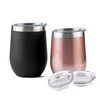 12oz Cup Double Wall Stainless Steel 18/8 Insulated Wine Tumbler With Lid And Straw For Tea Coffee Juice Drinks Office