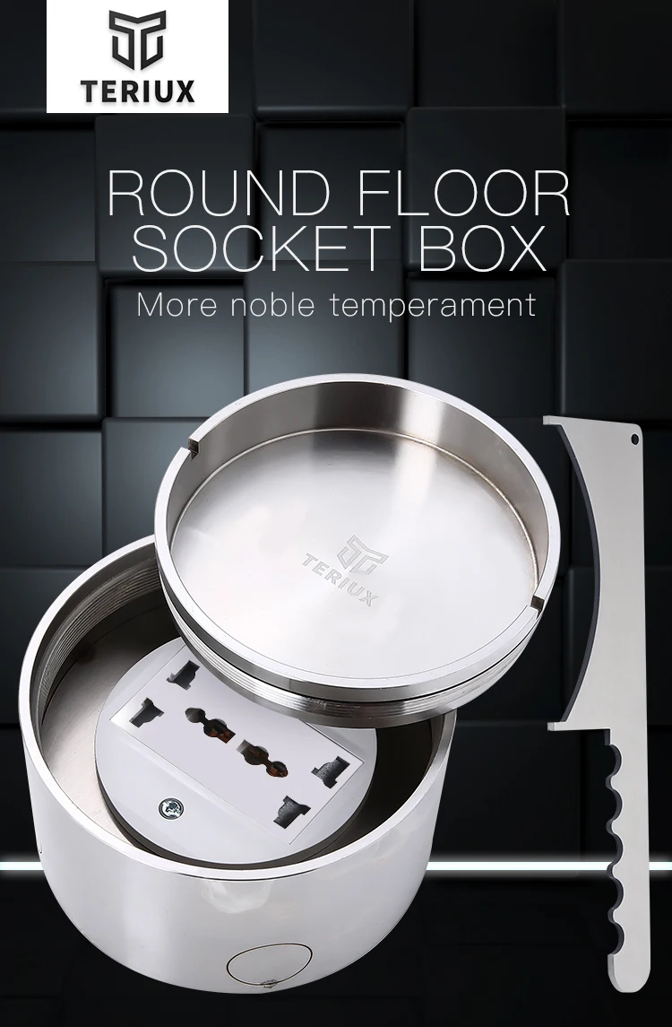 Customizable multifunctional floor socket box with round inlaid marble