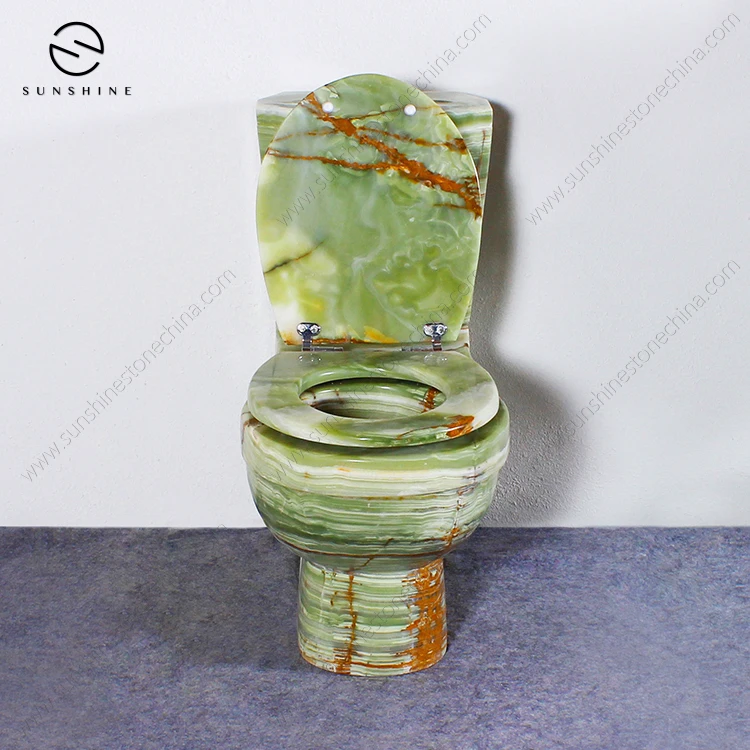 Custom Luxury Green Onyx Marble Stone Sanitary Ware WC Toilet Bowl