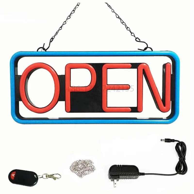 Accept Drop Shipping LED Neon Open Sign Amazon Hot Retail Selling Remote Controlled Flashing Patterns LED Open Sign Display