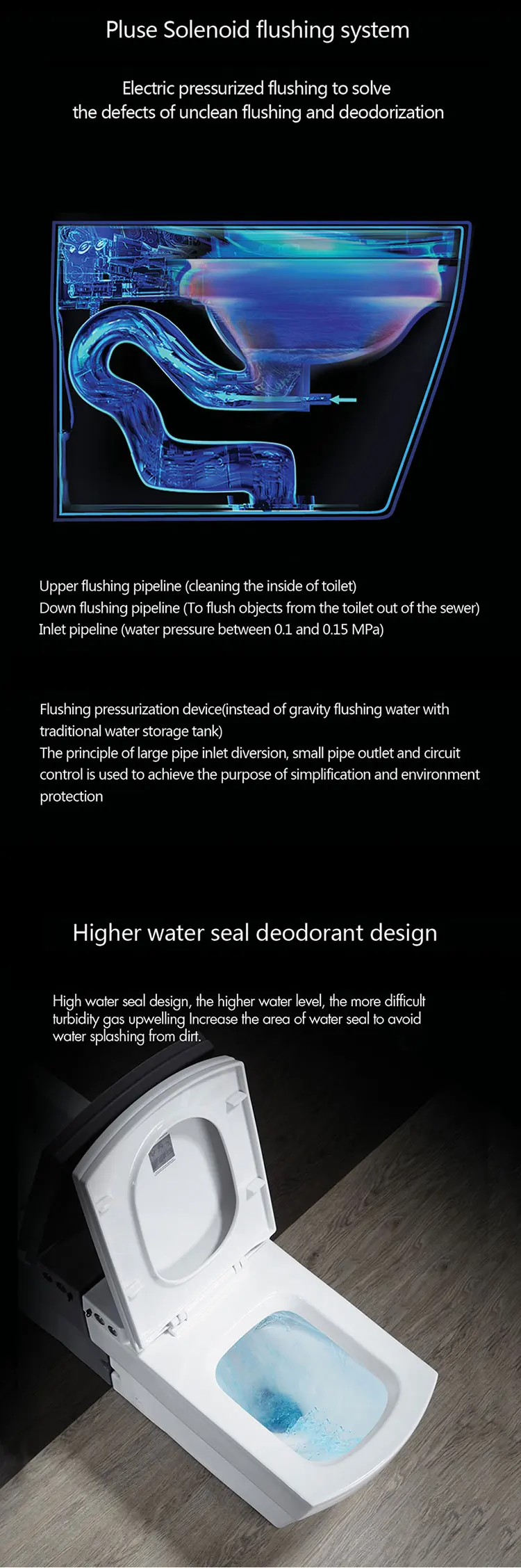 Chinese Morden Style Ceramic Pulse Water Closet Bathroom Accessories Sanitaryware One Piece Wc Pulse Toilet