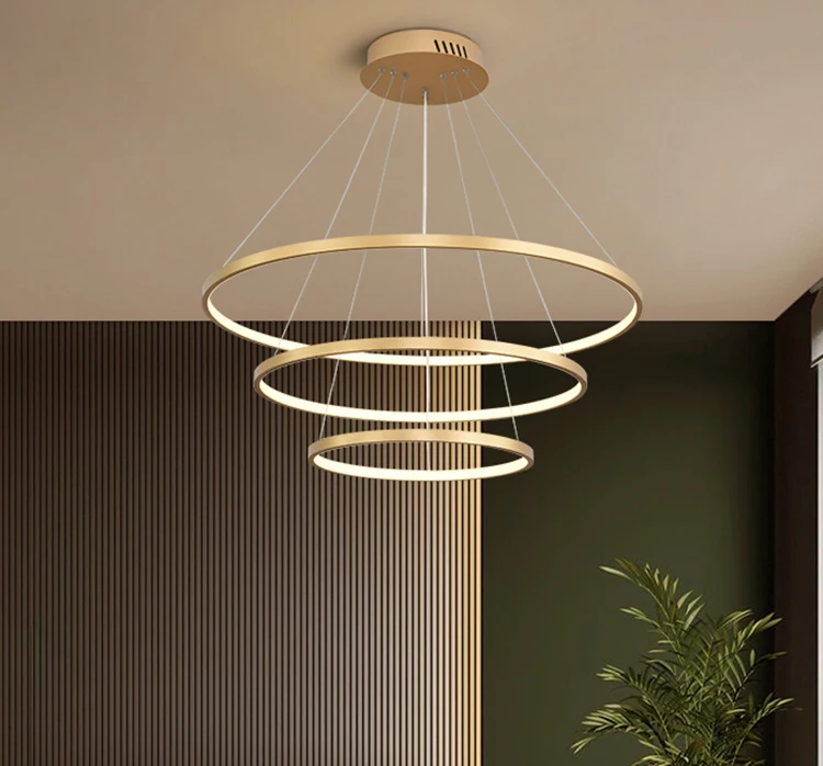 Aluminum acrylic bedroom living room lighting LED modern circle ring chandelier and lamps chandeliers pendant lights