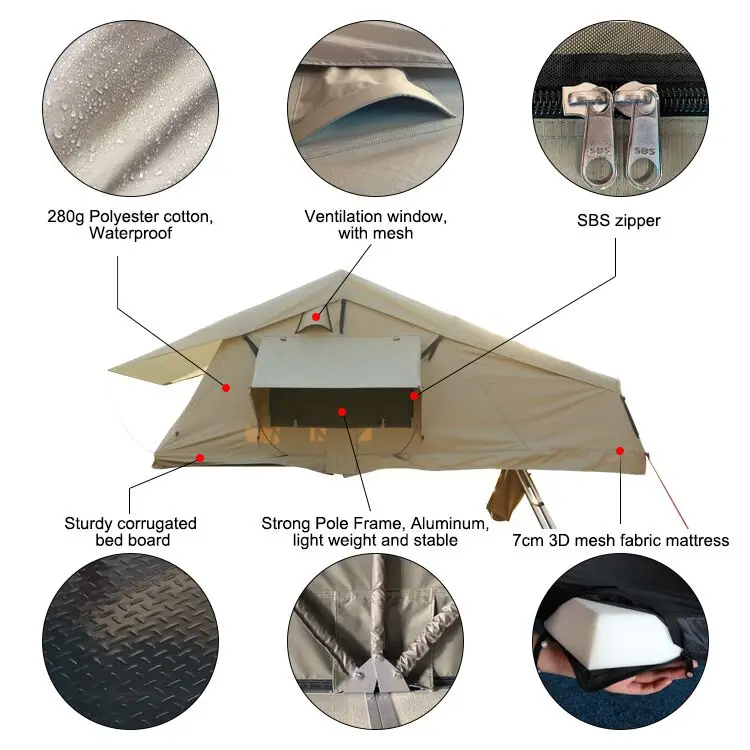 Diy Roof Top Tent/diy Awning Orange Color Car Folding Roof Top Tent