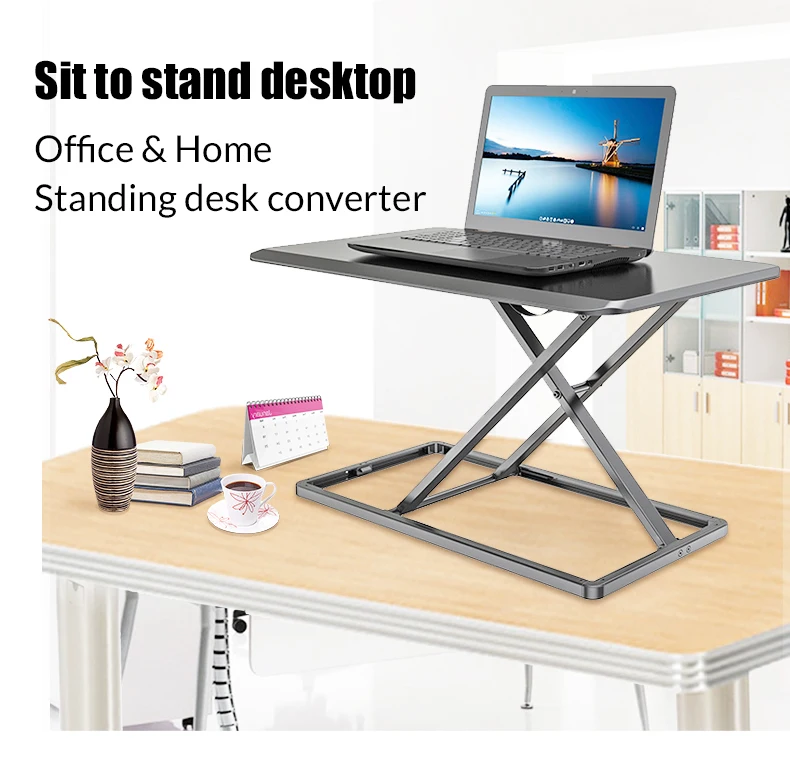 Office Height Adjustable Metal Material Folding Sit To Stand Compute