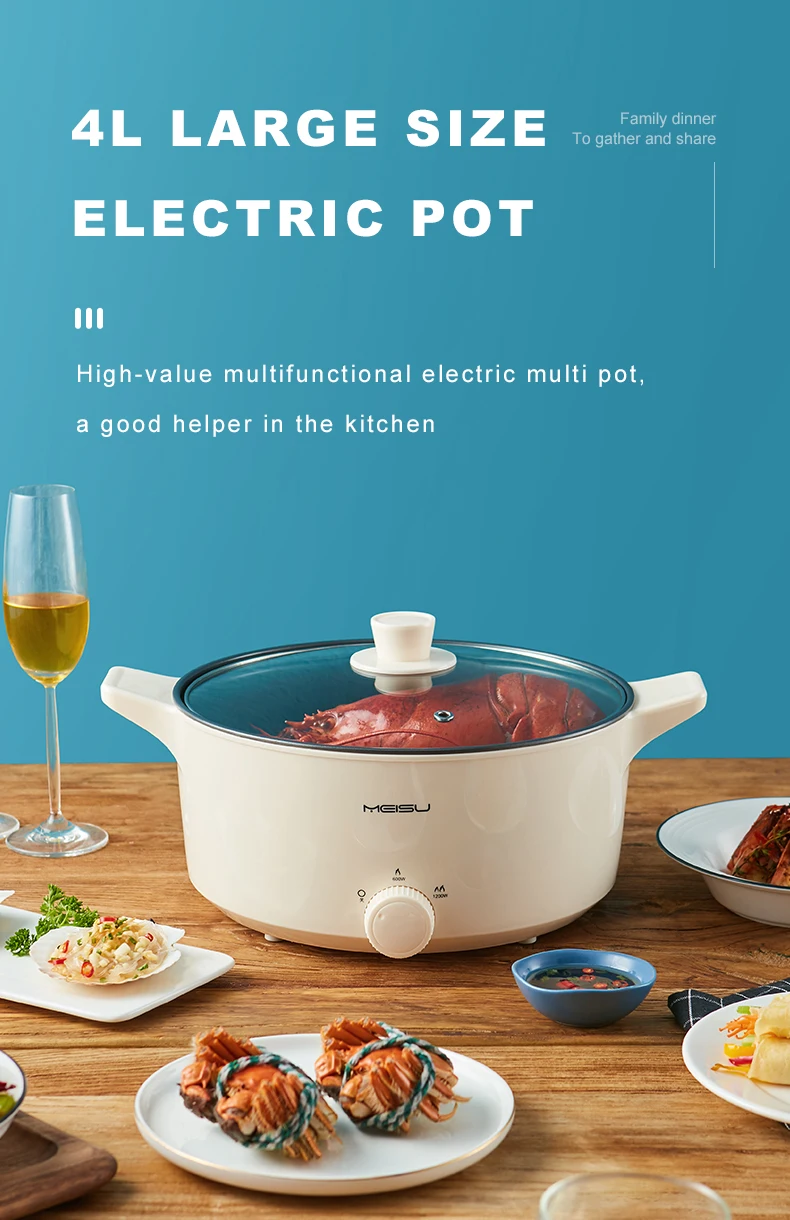 Chinese Manufacturer Dinnerware Indoor Electric Cooking Soup Pot 110V 60Hz 1000W Hot Sale in Taiwan
