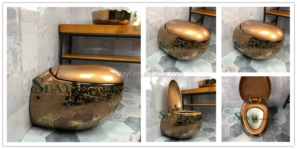gold wall hung toilet