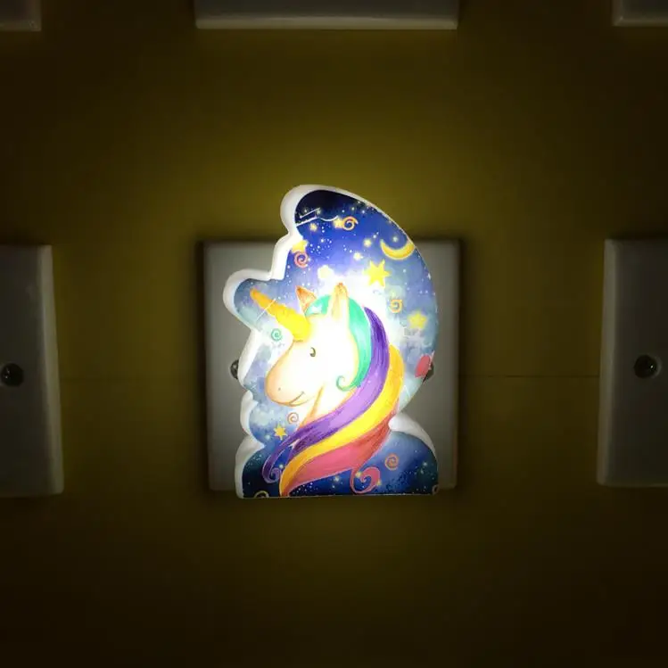 OEM W089 4SMD mini switch plug in moon and star Unicorn room usage night light For Baby Bedroom cute gift