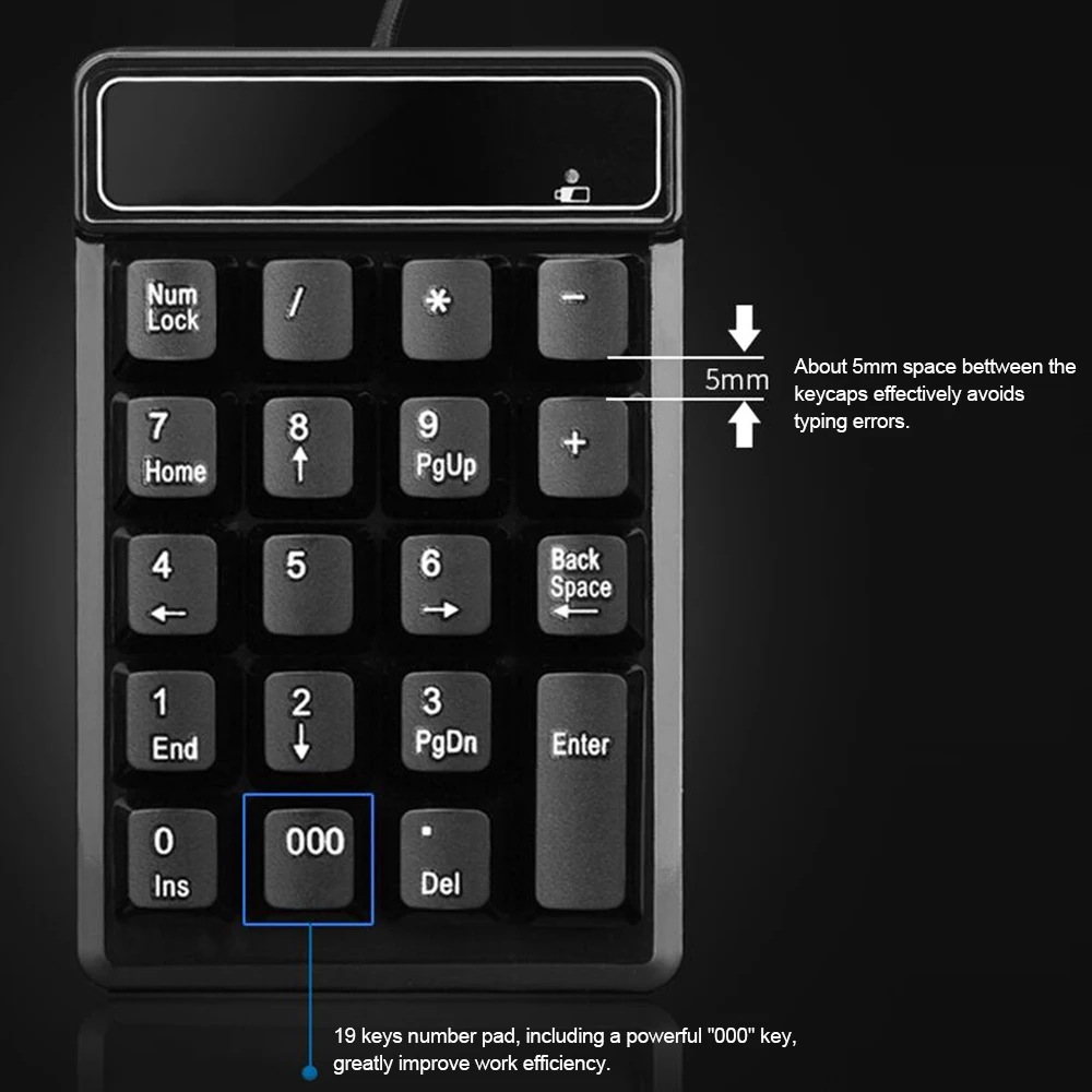 19 Keys USB Mechanical Wire numeric keypad Keyboard Mini number keycaps Numpad Keyboard for Laptop Desktop PC Computer notebook