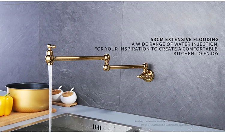 Luxury Brass Two Functions Deck Mounted Gold-plated Kitchen Pot Filler Faucet