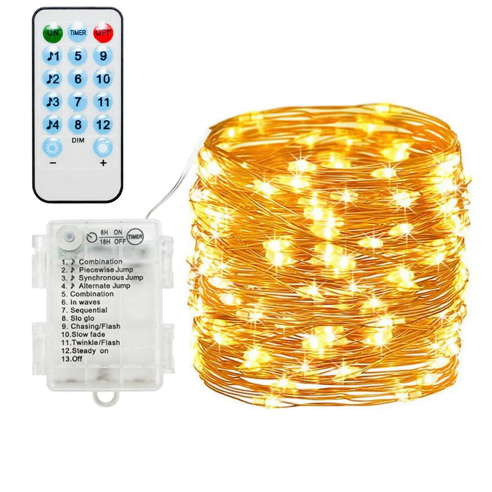Battery Powered Led String Lights With Music Fairy Lights with Remote Control for Home Party Birthday Wedding Decor