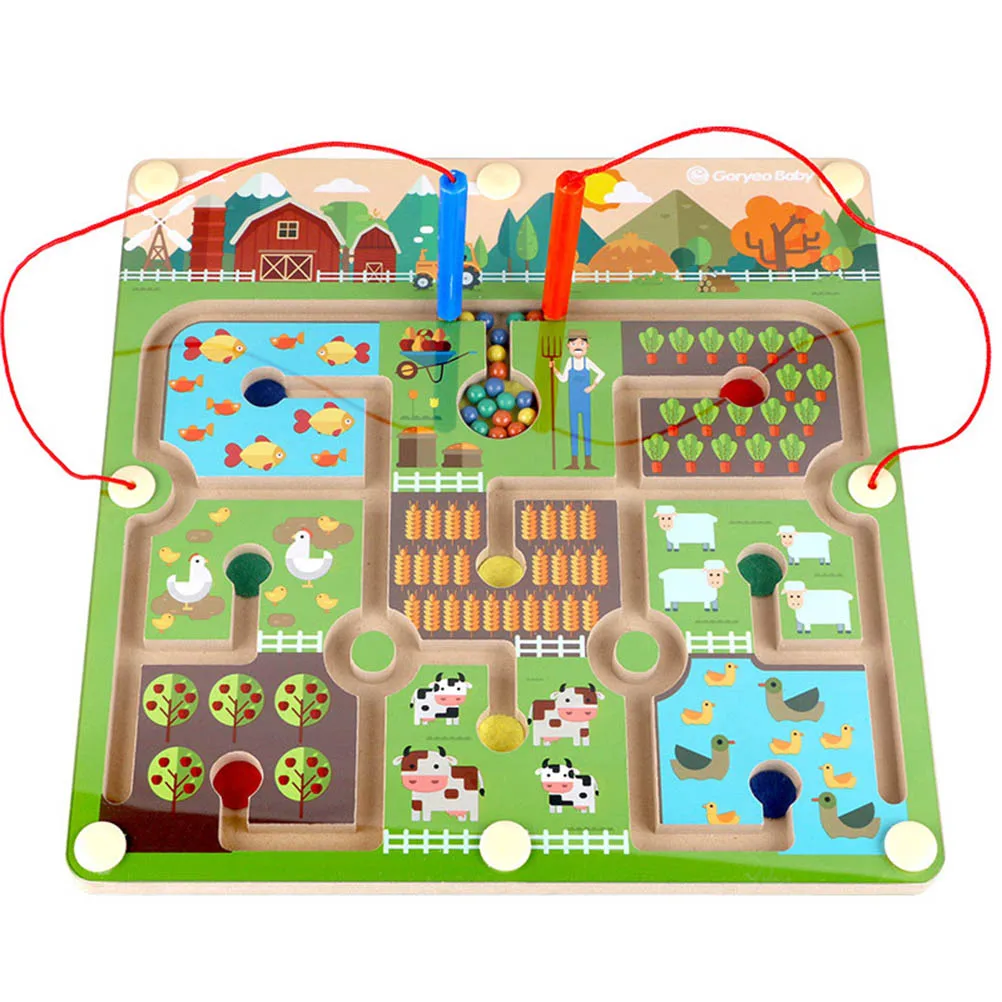 Magnetic Farm Labyrinth Toys Children'S Early Education Game Jigsaw Parent-Child Interactive Educational Toys Children Gifts