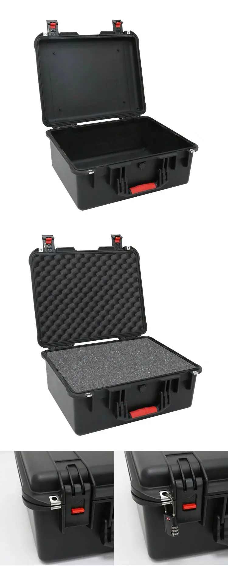 Waterproof Handle Carrying Plastic Hard Tool Case With Foam For Camera