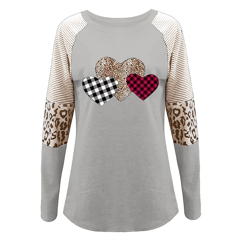 Women Long Sleeve Casual Heart Print Valentine's Day Shirt - Buy ...