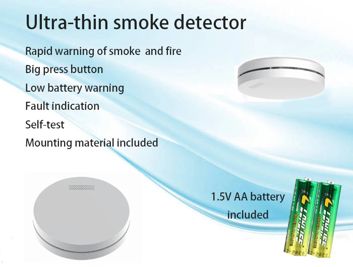 Ultra Thin Standalone  Photoelectric Smoke Detector sensor fire alarm