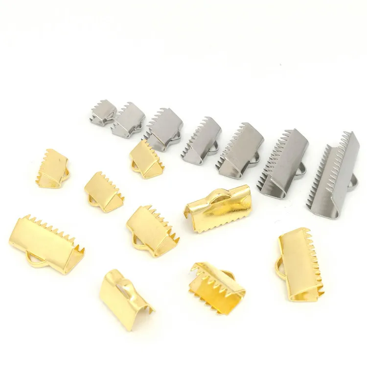 Stainless Steel Ribbon Ends Clamp Flat Crimp Clasps Ending Clasp