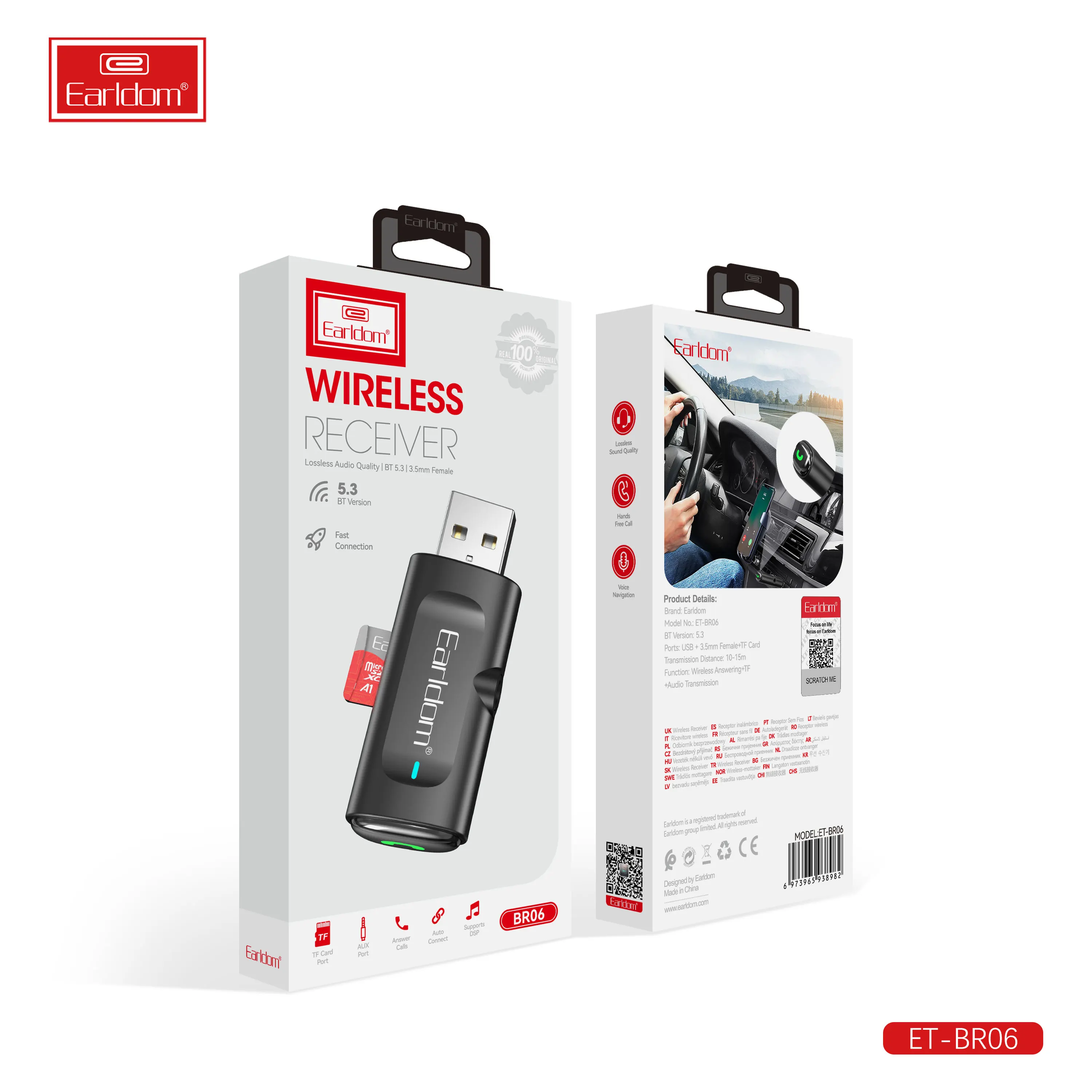 Earldom Wireless Bt Audio Receiver Transmitter With Bt 5.3 Adapter