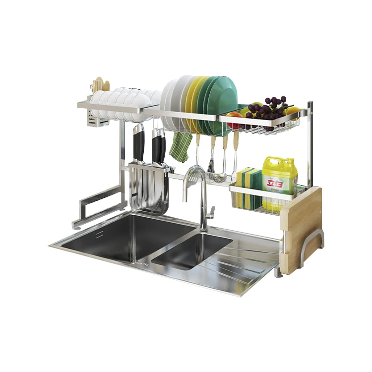 
304 stainless steel kitchen rack dish storage rack standing sink drain rack 