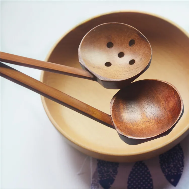 Handcrafted Ladle Ramen  Wooden Hot Pot Tableware Utensils Soup Spoon for Kitchen