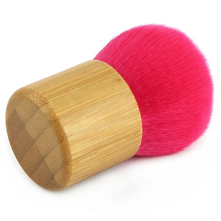 Red synthetic fiber makeup brushes bamboo material foundation blush powder soft kabuki makeup brush