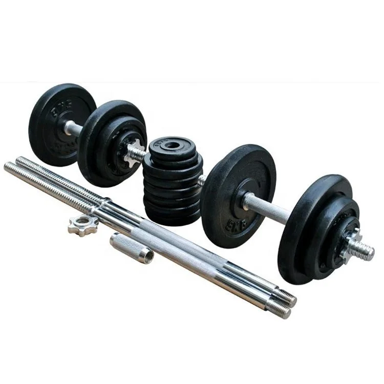 Adjustable Free Weight Set Gym Fitness Weight Lifting 50kg Black Cast