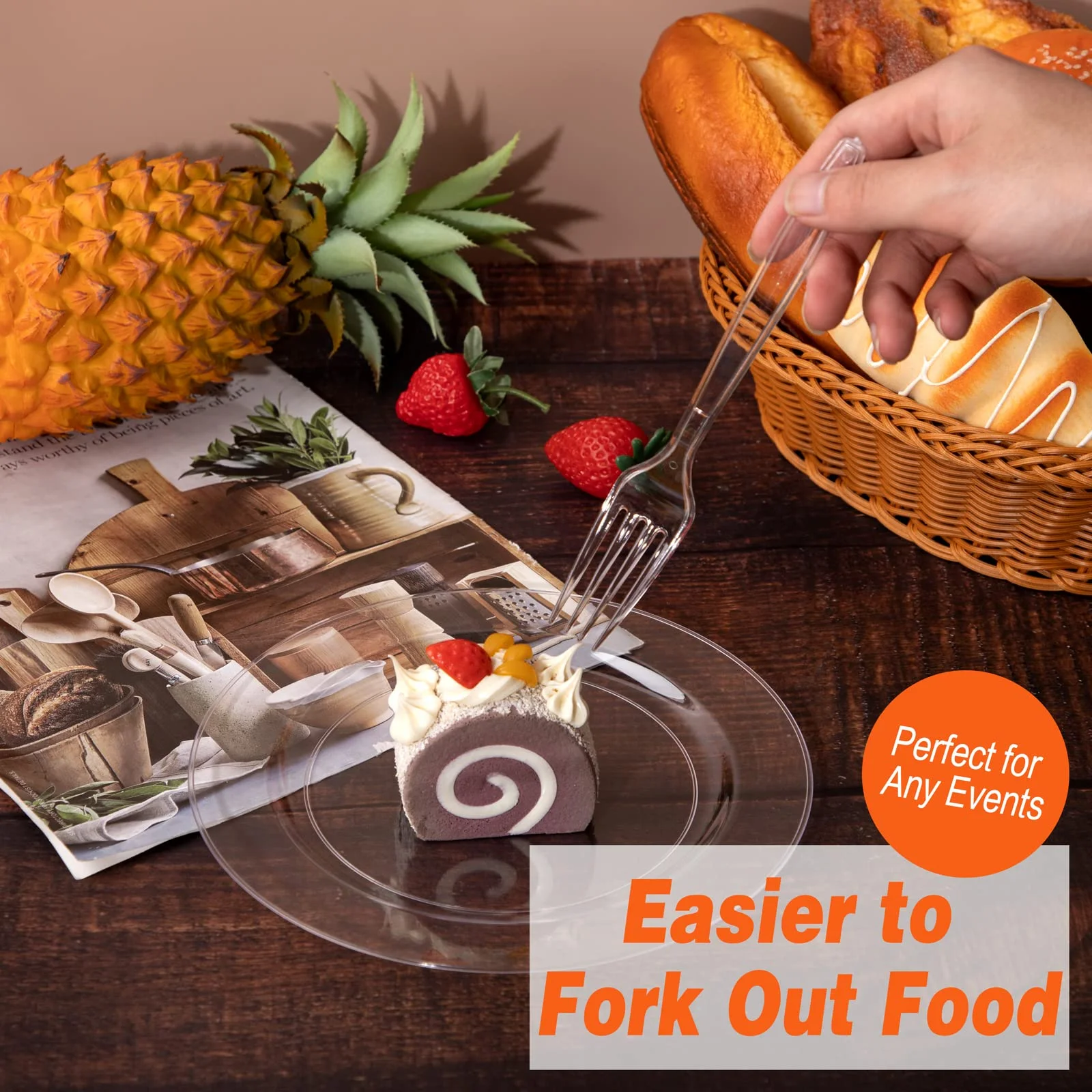 Clear Plastic Forks Heavyweight Disposable Forks 6.7inch Heavy Duty