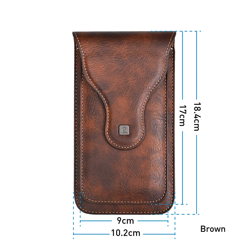 PULOKA Men Phone Holster Universal Leather Belt Clip Pouch Carring Waist Wallet Pouch Mobile Phone Case Bag