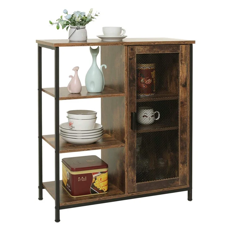 New Design Standing Cabinet Wooden Storage Cabinet with 3 Open and Closed Shelves