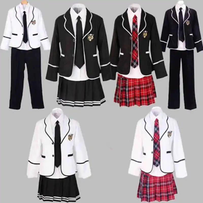 Boys and Girls White Shirt and Pants Dress With Necktie Primary School Uniform