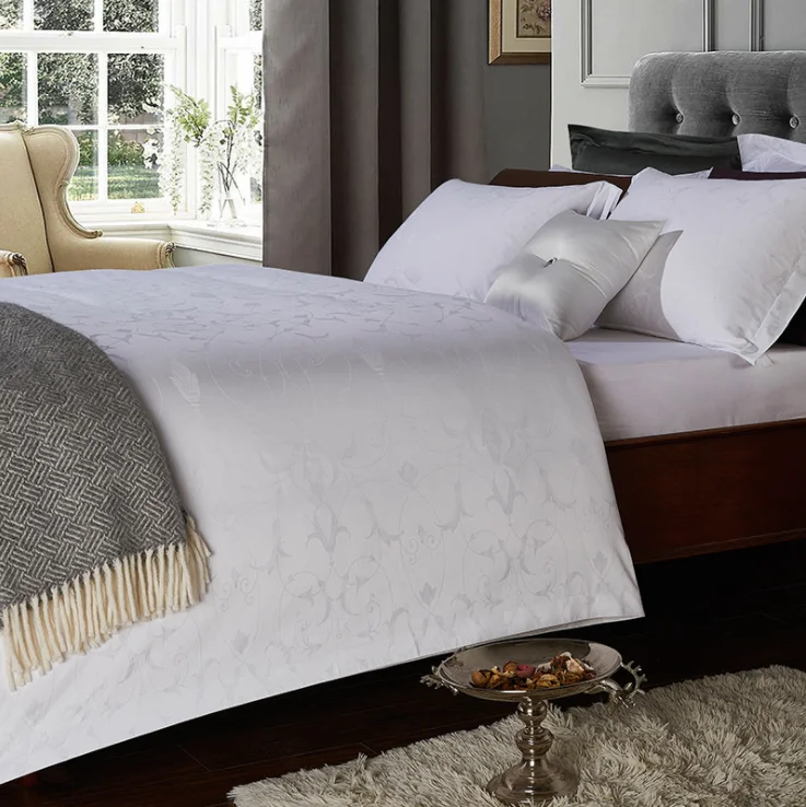 Wholesale Hotel Bedding Set 100 Cotton White Jacquard Fabric Price Per