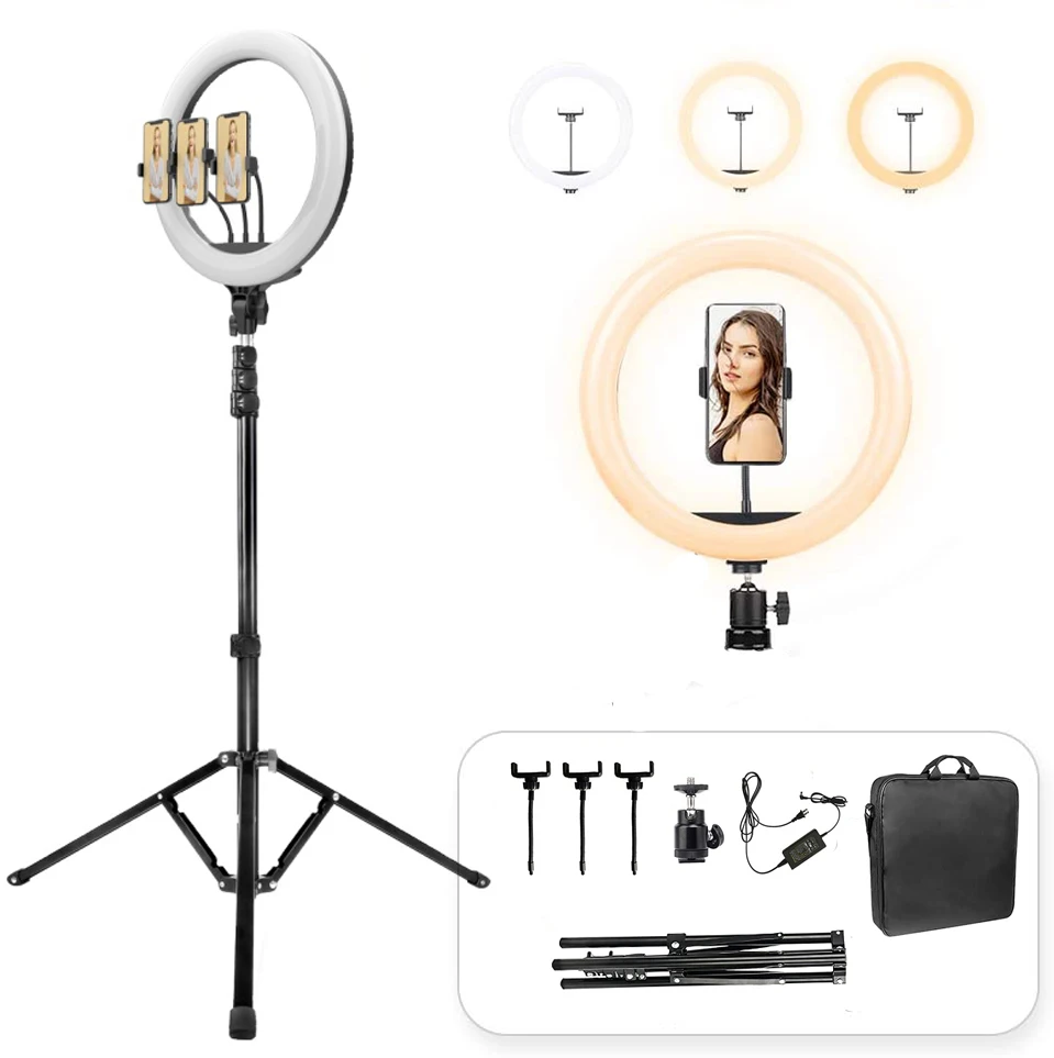 18 Inch LED Dimmable Fill Lamp Kit Tiktok Selfie Ring Light with Tripod Stand phone holder for Live Stream Beauty Facial Make Up