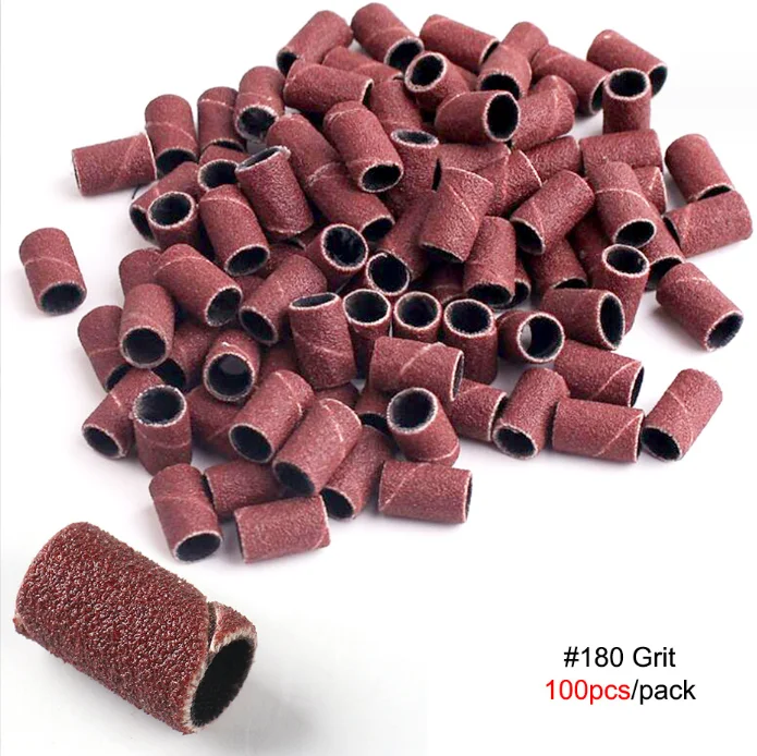 Terossy 300Pcs Sanding Bands for Nail Drill, 80 Coarse 120 Medium 180 Fine Grit Nail