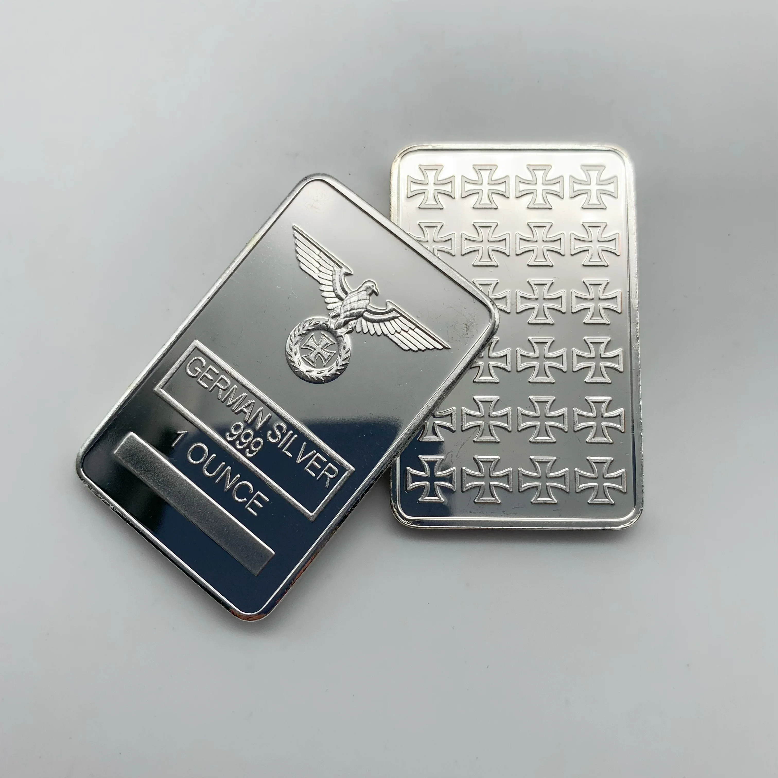 Non-magnetic Zinc Alloy Silver Plated One Ounce Bar Coin
