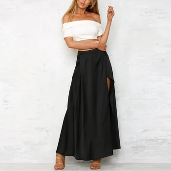 long black skirt with slits on both sides