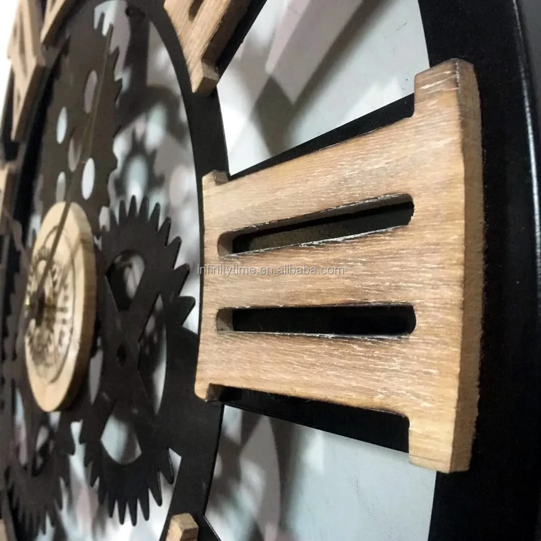 60cm 15.74 In Wall Clock Industrial, Steampunk Style, Gears