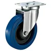 Heavy Duty Swivel Industrial Castors With Soft Blue Elastic Rubber Wheels For Tool Box