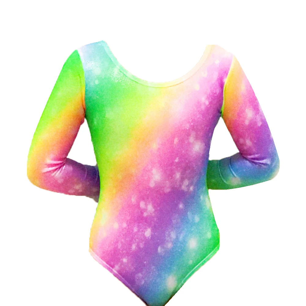 Customized Ombre Sparkle Sublimated Gymnastics Long Sleeve Leotard And Gym Leotards For Girls 2378