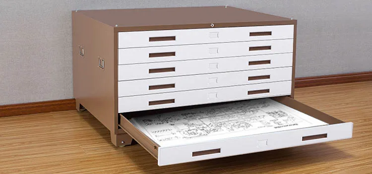 Office Equipment Durable Mobile 5 Drawer Steel Engineering Drawing