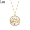 Lancharmed CZ Circle Tree of Life Necklace Pearl Shell Pendant Necklace Jewelry