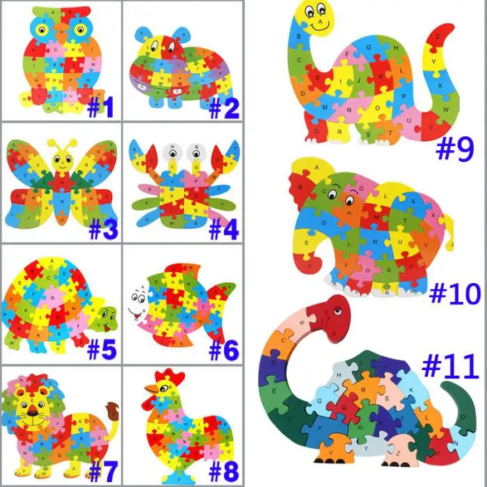 2019 smart toy animal shape  high quality non-toxic wooden puzzle for kids