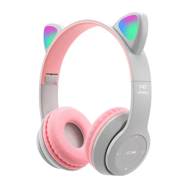 Amazon Hot Selling P47 P47m Led Light Up Cute Cat Ear Headphones Gaming ...