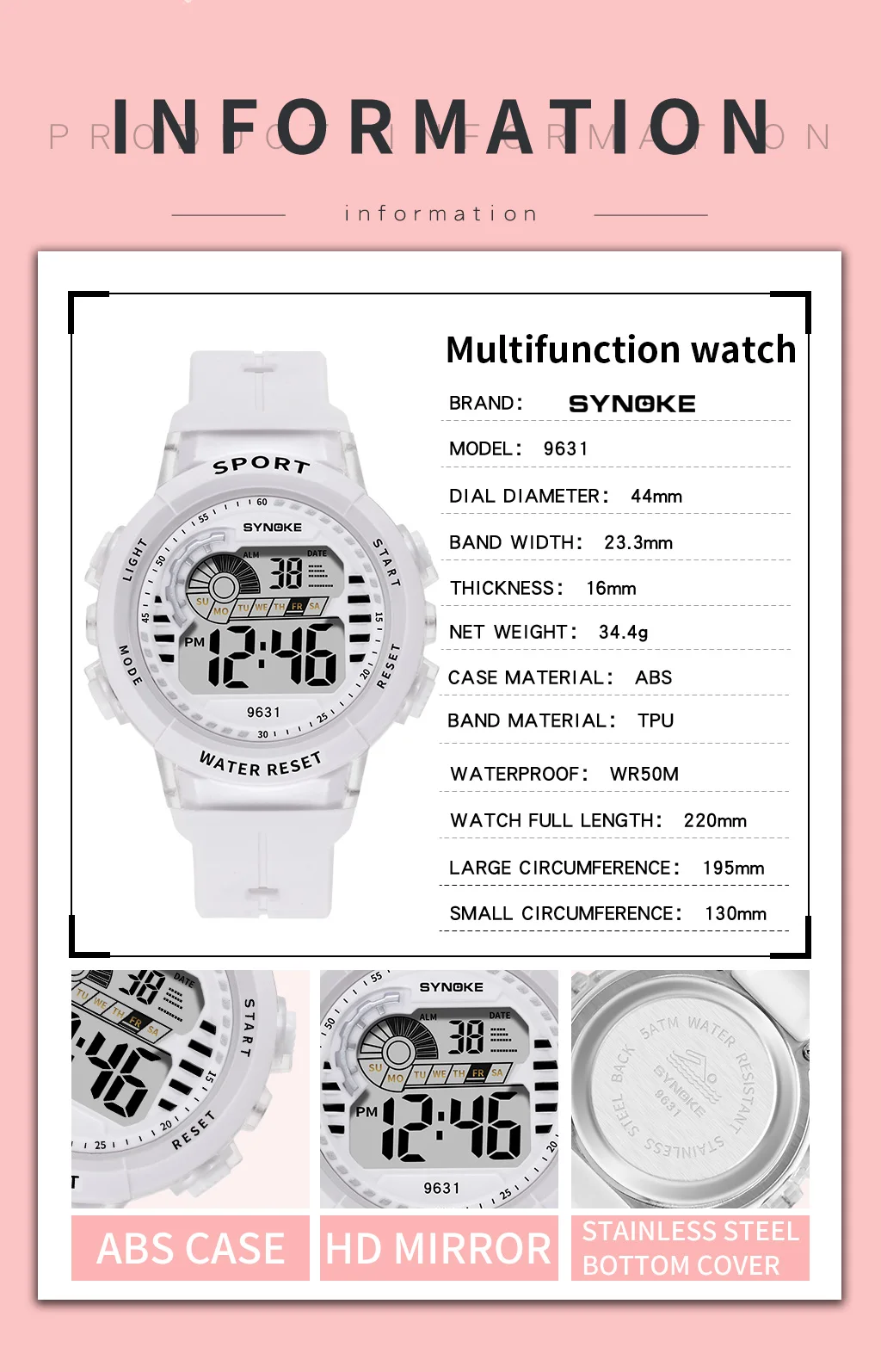 SYNOKE children cute watches 9631 silicone PU band kids gift watch waterproof watches