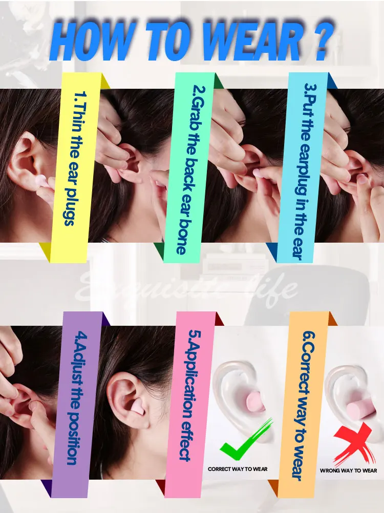 Bulk Eco Friendly Hearing Protection Sleeping Noise Cancelling Earplugs Soft Pu Foam 32db Ear