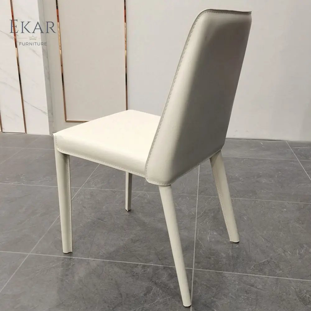 product ekar furniture  classic design wholesale luxury genuine a grade cow leather saddle italian simple dining room chair-62