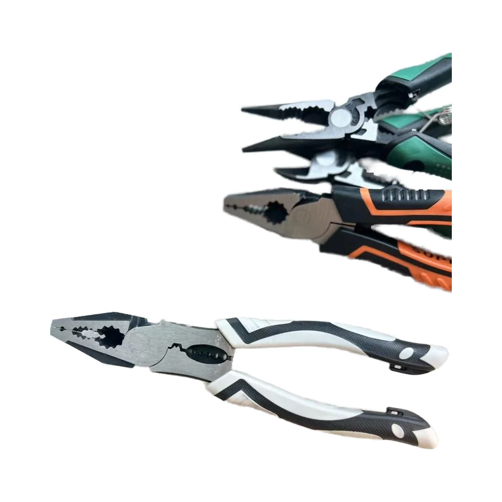 Customizable Chrome Vanadium Steel Wire Combination Pliers Multi-Function Serrated Jaw Surface Plastic Molded Cutting Grip OEM details